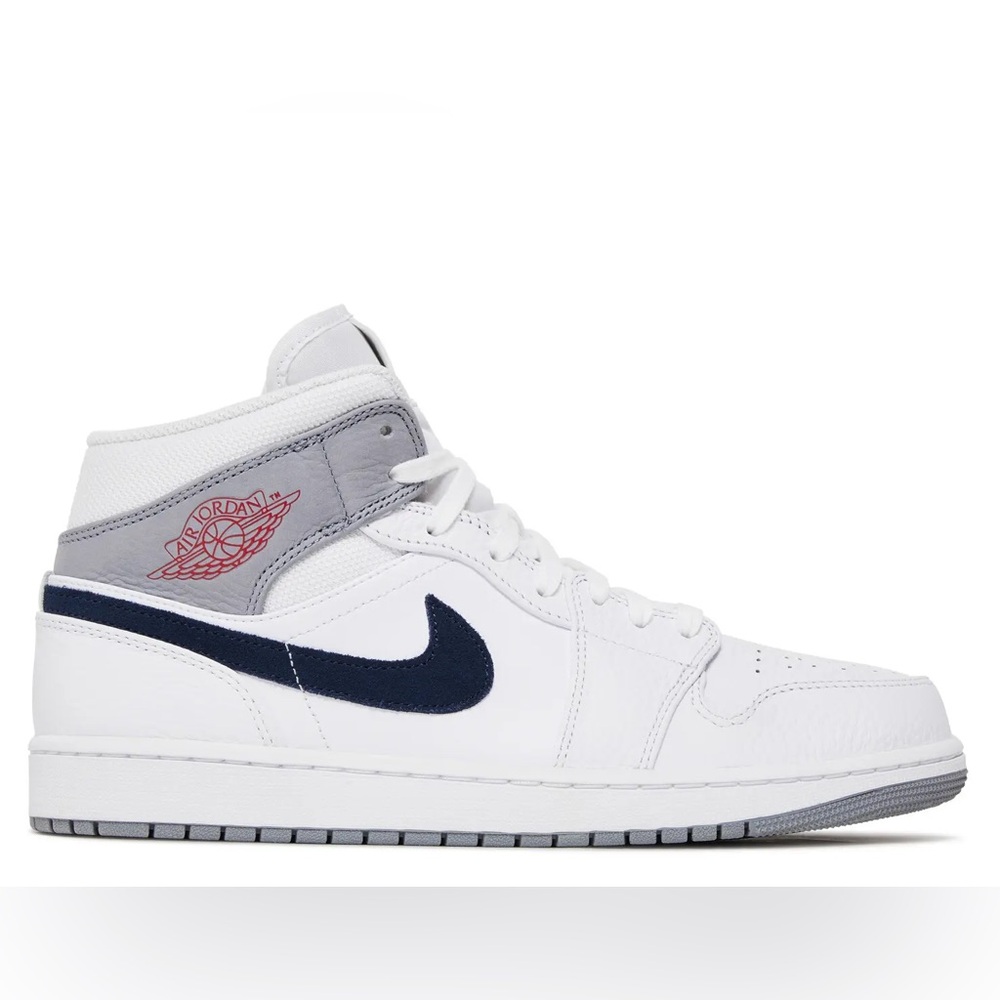 NIB Air Jordan 1 Men’s Mid Paris White Midnight Navy Sneakers Shoes Size 14